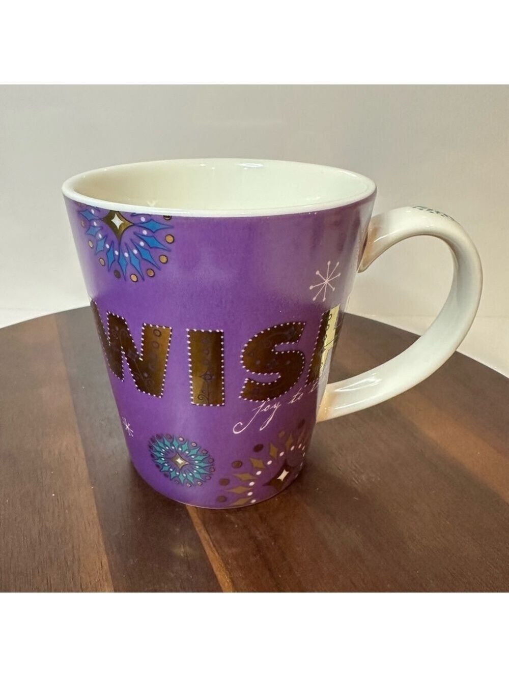 Starbucks 2006 Holiday Wish Joy to the World Purple Mug 14 oz Ceramic